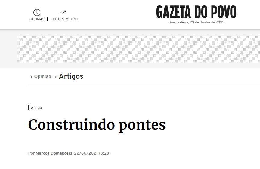 Em artigo na Gazeta do Povo, presidente aborda história e causas do Pró-Paraná