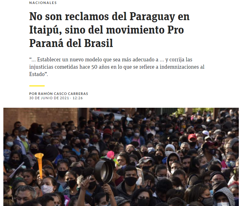 ABC Color faz referência a entrevista do presidente do Pró-Paraná sobre revisão do Anexo C