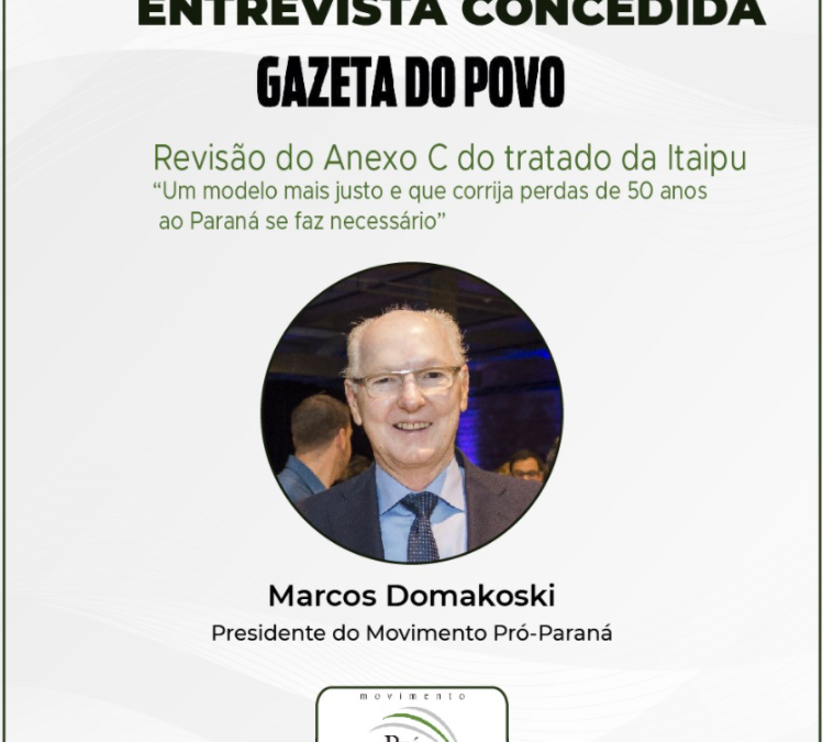 Presidente do Movimento Pró-Paraná concede entrevista à Gazeta do Povo